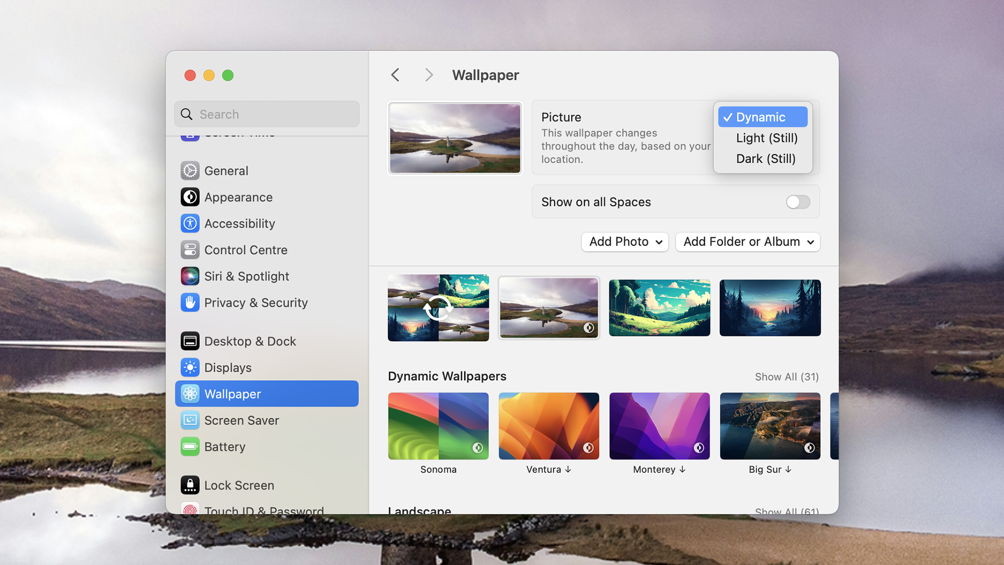 macOS wallpaper settings