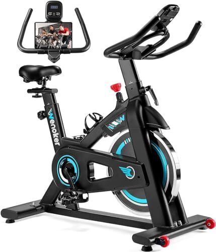 Exercise Bike, WENOKER Stationary Bike for Home, Indoor Bike with Silent Belt Drive, Heavy Flywheel, Comfortable Seat Cushion and Upgraded LCD Monitor (Newest Version)