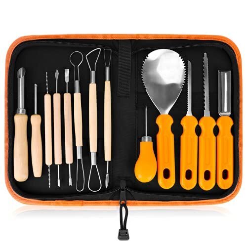 Elmchee Halloween Professional Pumpkin Carving Tools, 13 Piece