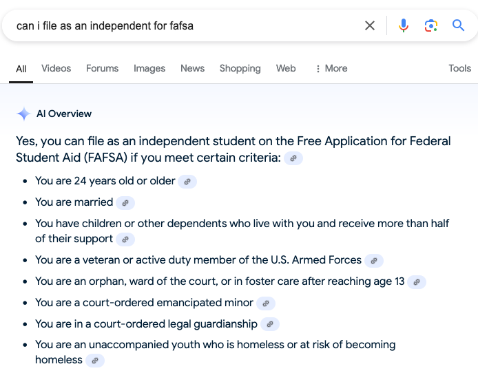 Can I File As Independent For FAFSA?