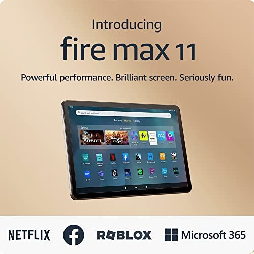 Introducing Amazon Fire Max 11 tablet, our most powerful tablet yet, vivid 11 display, octa-core processor, 4 GB RAM, 14-hour battery life, 64 GB, Gray