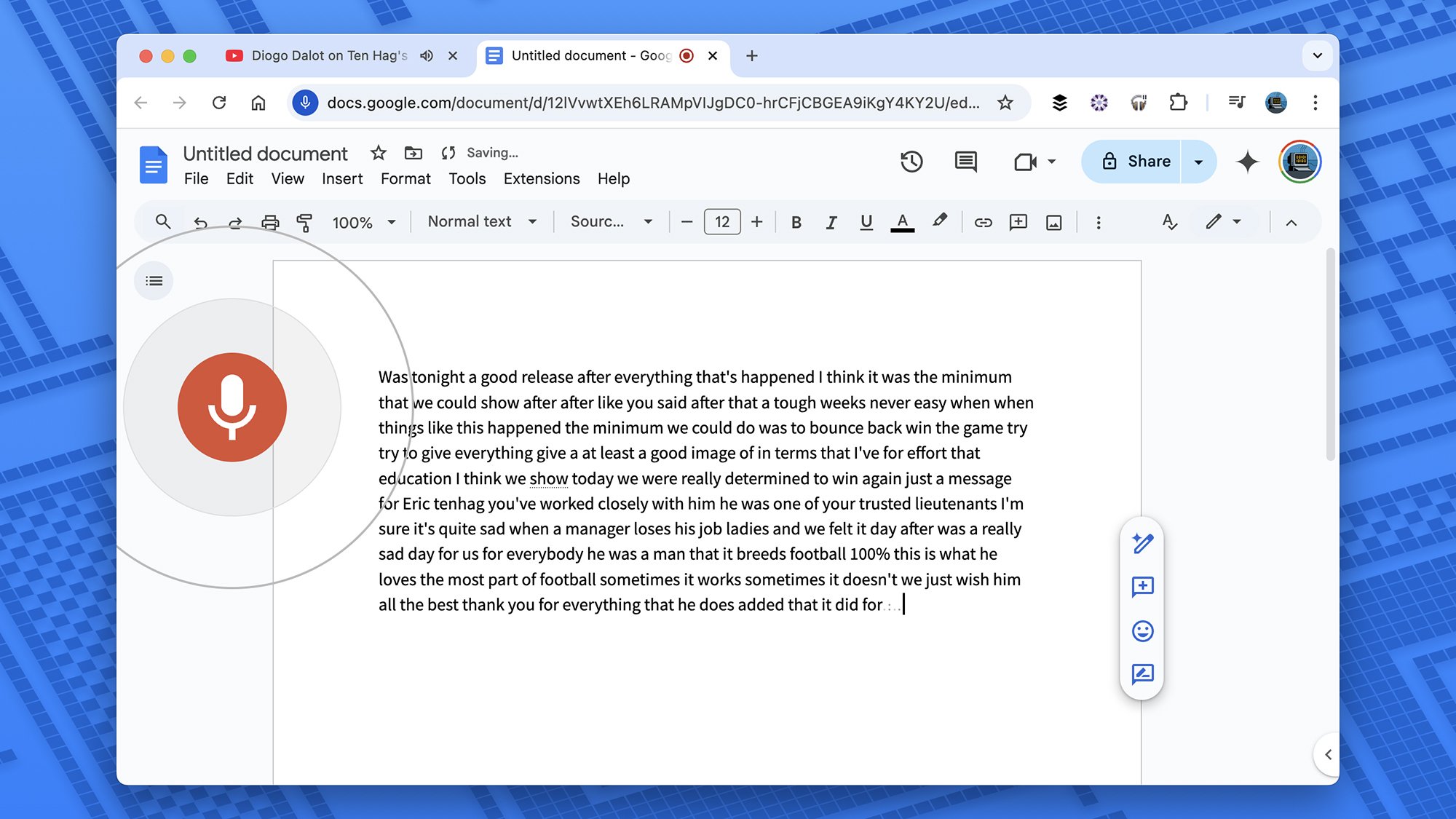 Google Docs transcription