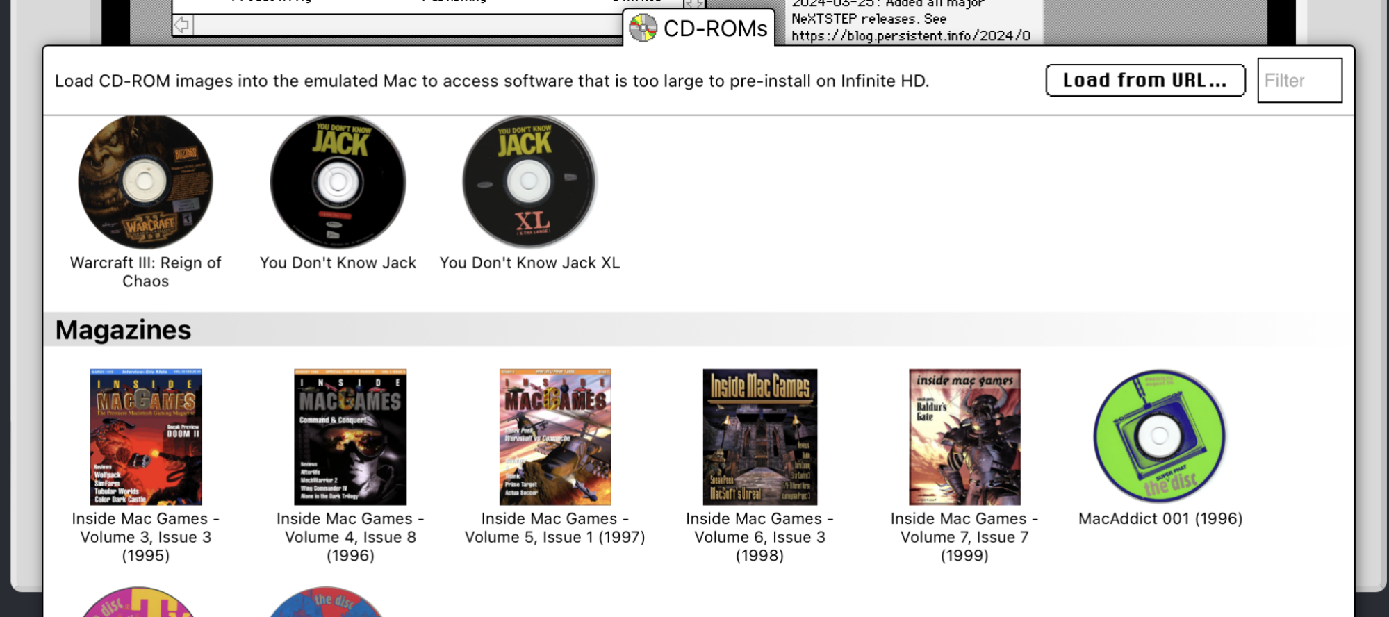 A collection of classic software, including the CDs that were bundled with the magazine Inside Mac Games in the 1990s. 