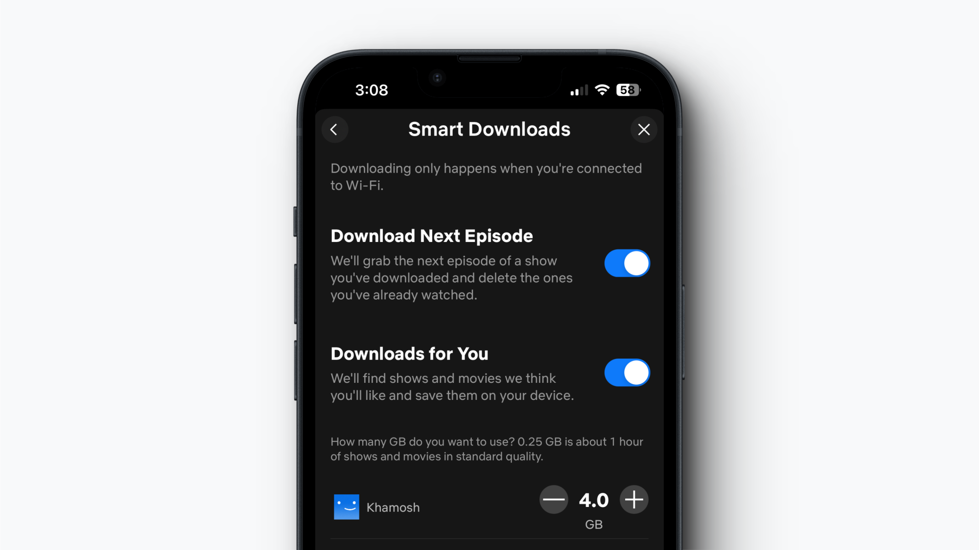 Smart downloads in Netflix app.