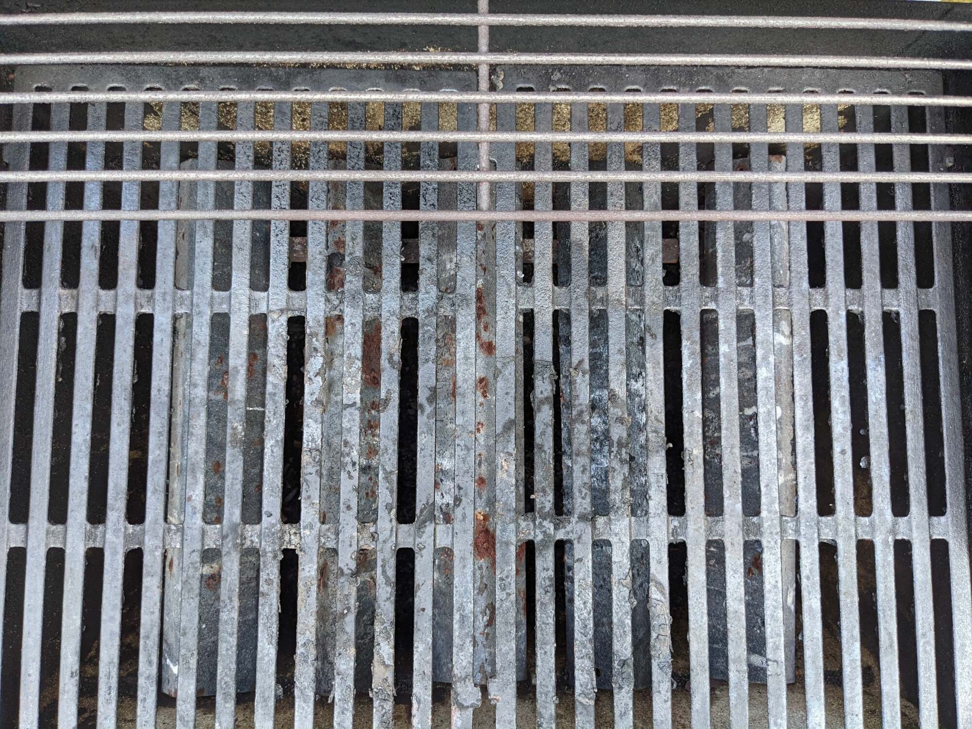 A grill grate close-up.