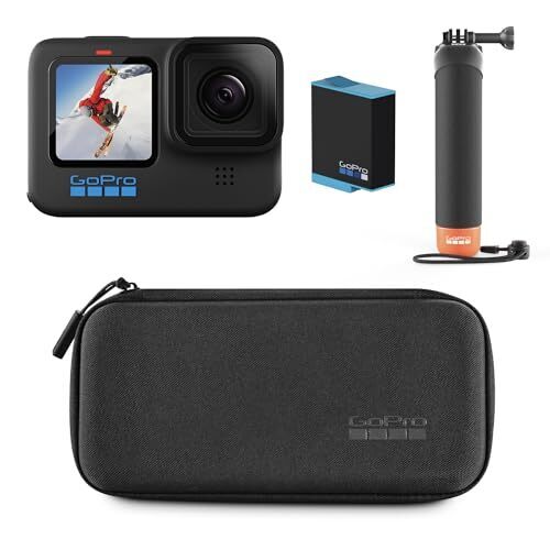 GoPro HERO10 Black Bundle - Includes HERO10 Black Camera, The Handler (Floating Hand Grip), Rechargeable Battery, and Carrying Case