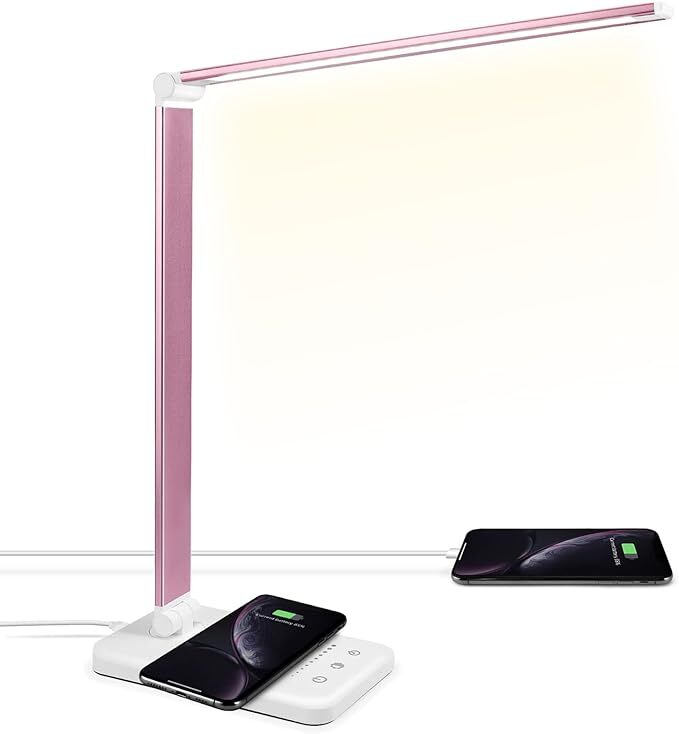 LED Desk Lamp with Wireless Charger, USB Charging Port