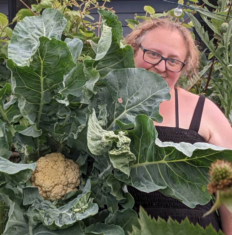 The author with a cauliflower