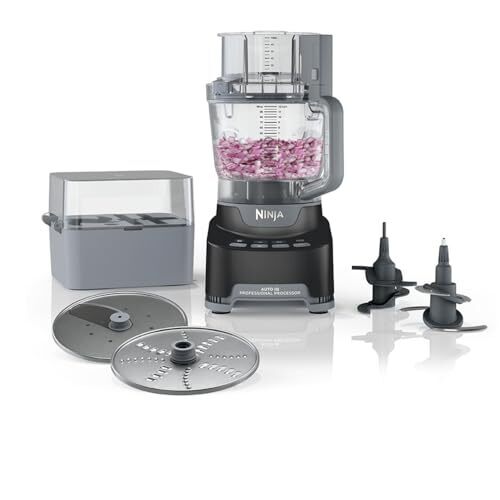 Ninja NF705BRN Professional XL Food Processor, Storage Box, 1200 Peak-Watts, 4-in-1, Chopping, Slicing/Shredding, Purees, Dough, 12-Cup Processor Bowl, 2 Blades & 2 Discs, Feed Chute/Pusher, Black