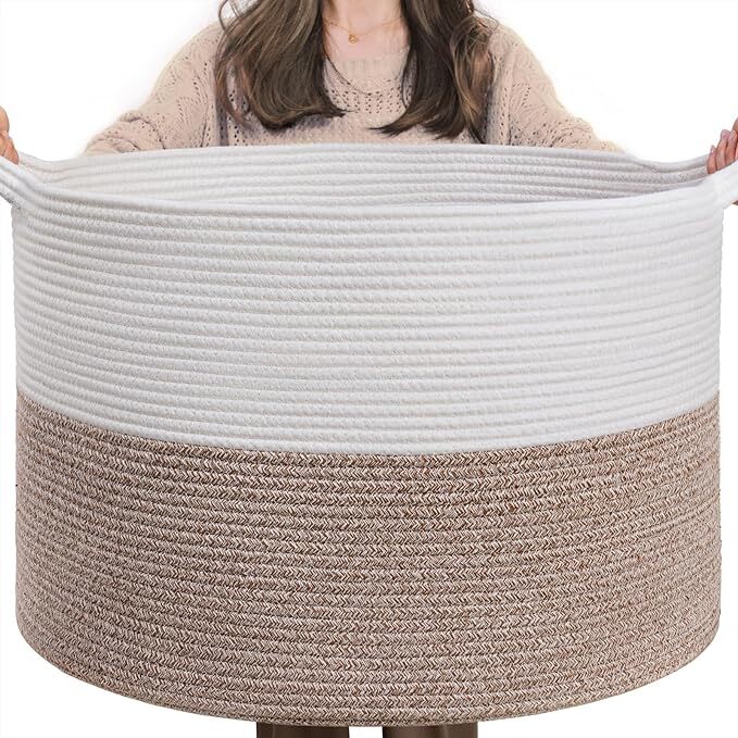 INDRESSME XXXLarge Cotton Rope Basket