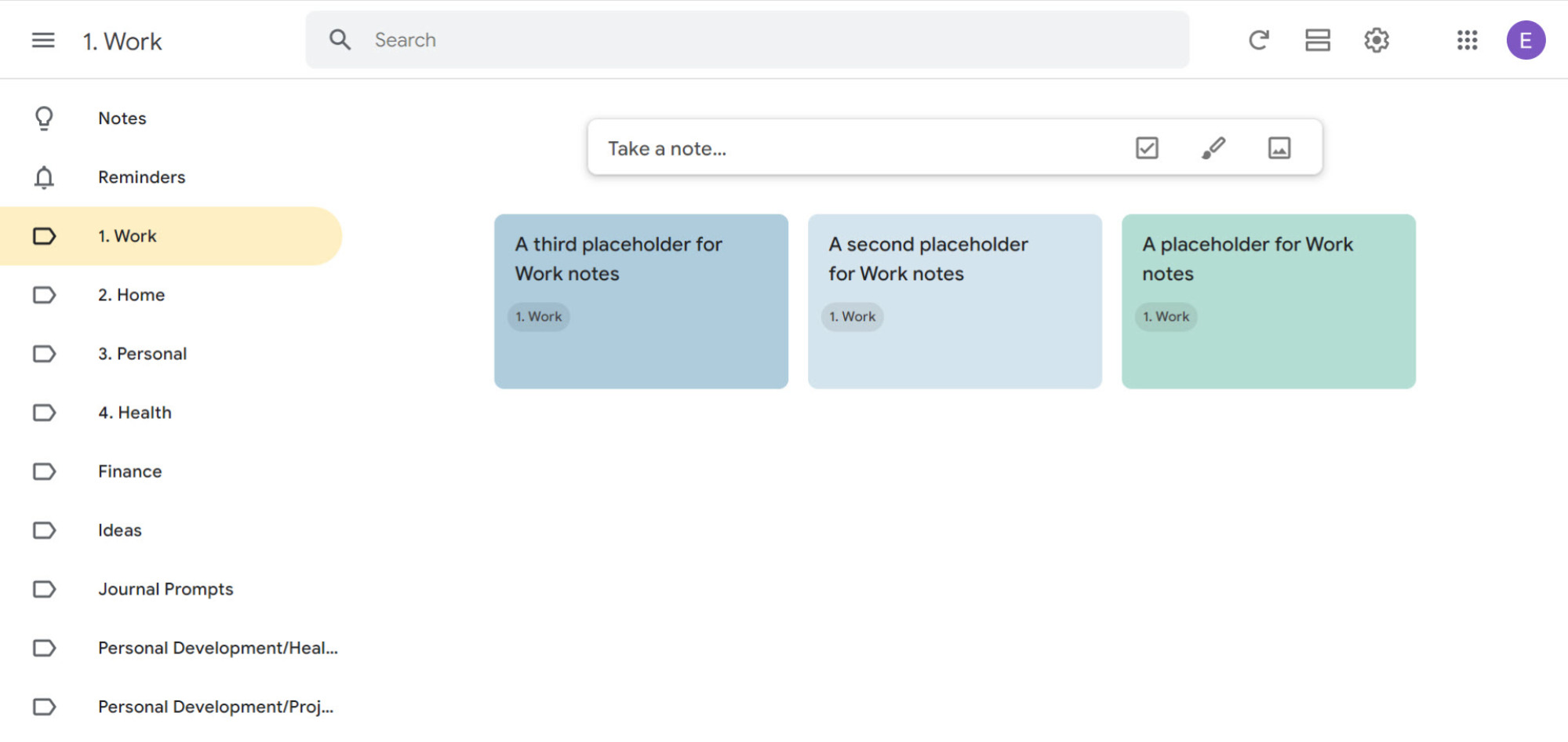 Ordering labels in Google Keep by numbering them