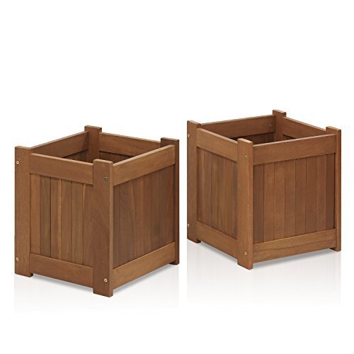 Furinno 2-FG16450 Tioman Hardwood Flower Box, Two-Pack, Natural