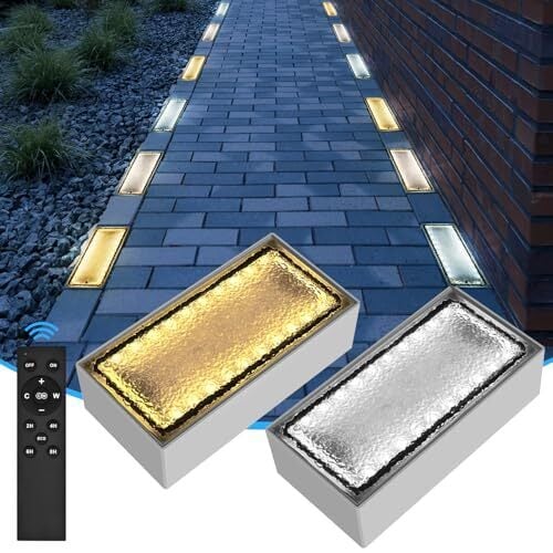 Solar Paver Lights IP67 Waterproof Brick Pathway Light Outdoor, 4x8 Recessed Patio Landscape Lighting for Driveway, Garden, Lawn, Yard, Walkway, 2700K/4500K/6000K, 2 Pack