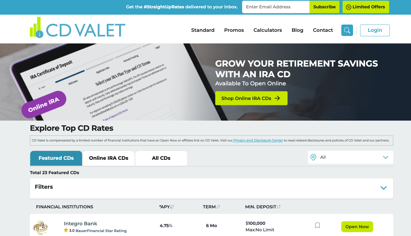 CD Valet homepage | Screnshot by The College Investor