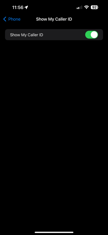 iOS Caller ID toggle setting